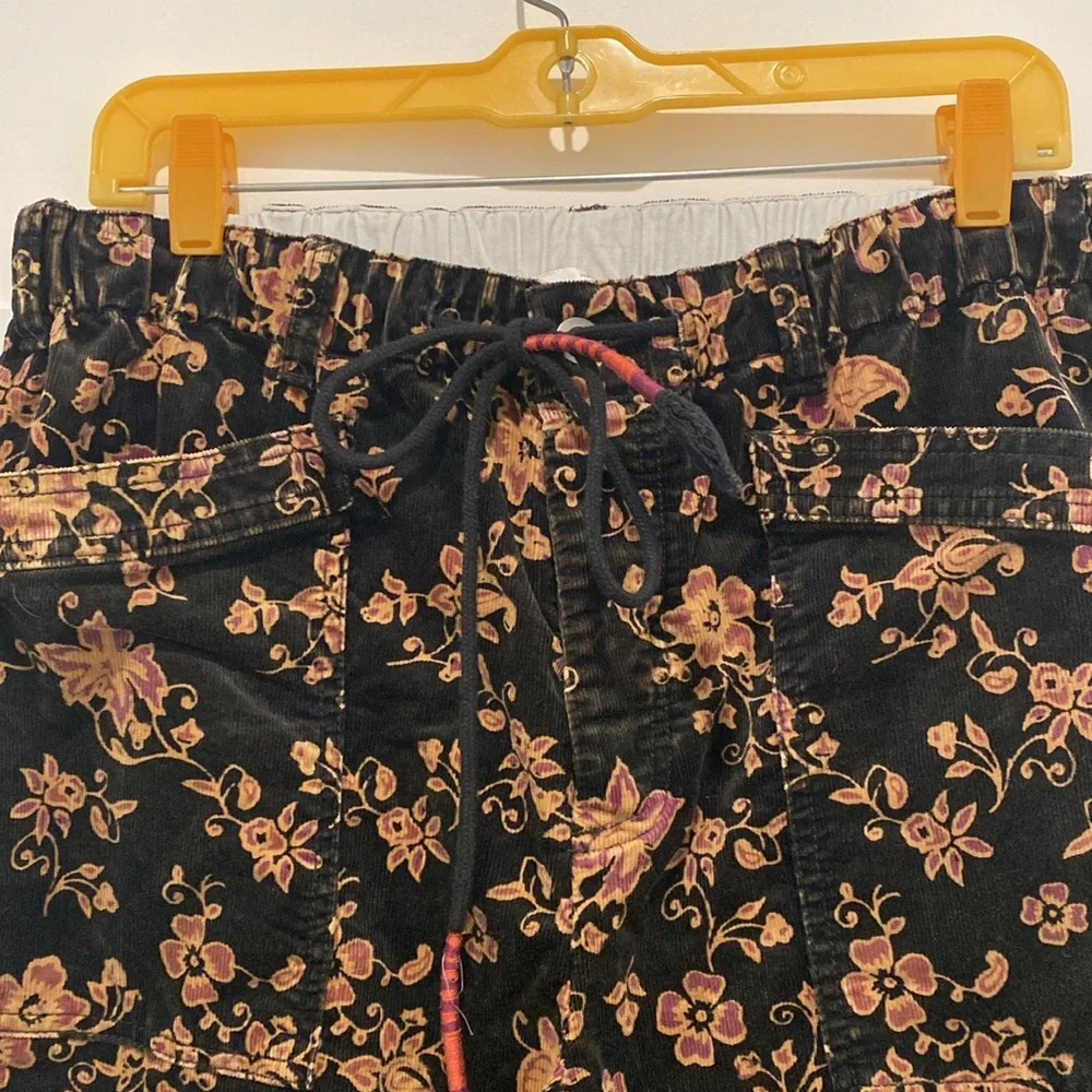 Free People City Slouch Floral Boho Corduroy, Size M - Picture 2 of 8